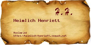 Heimlich Henriett névjegykártya